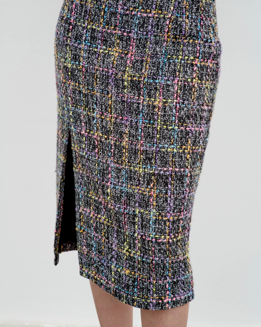 Твидовая юбка карандаш с разрезом