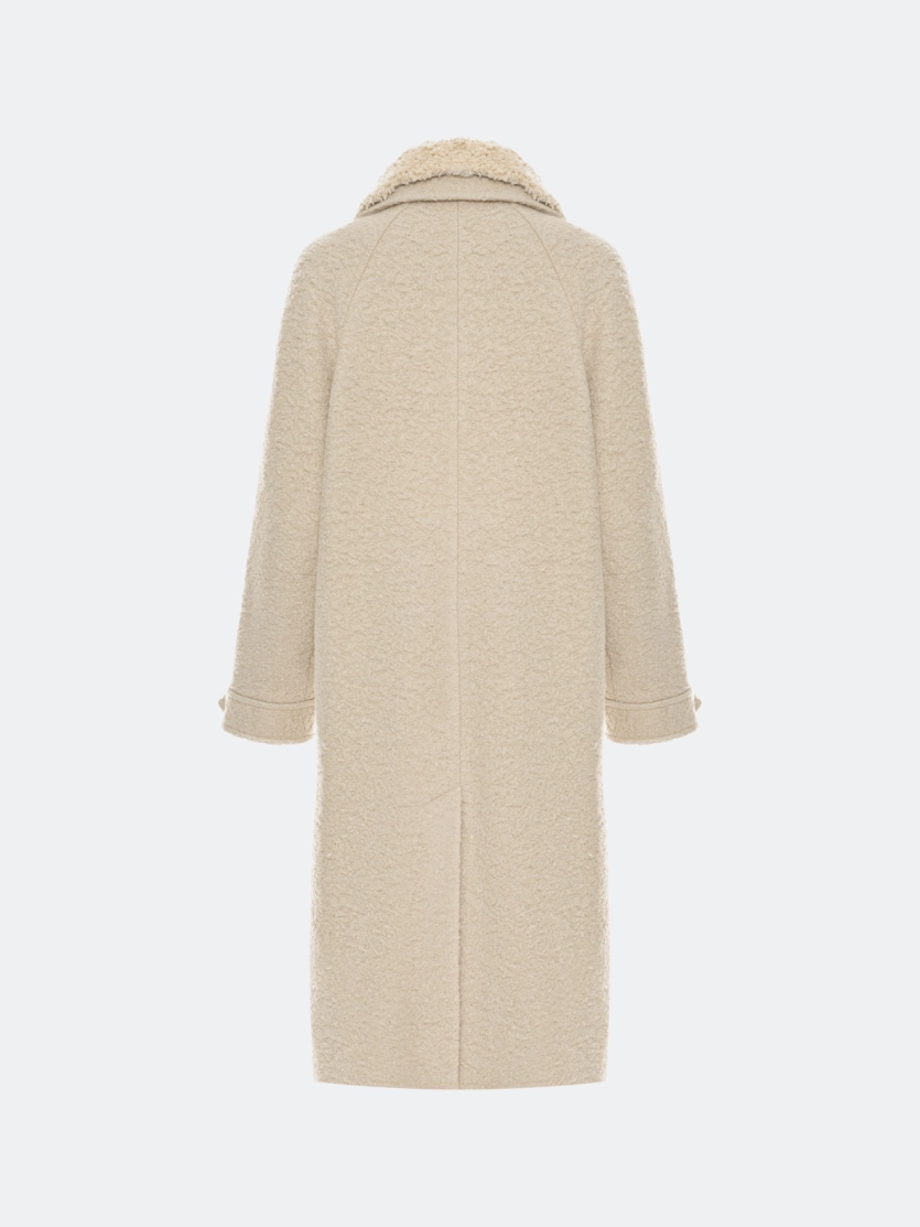 Шерстяное пальто с искуственным мехом