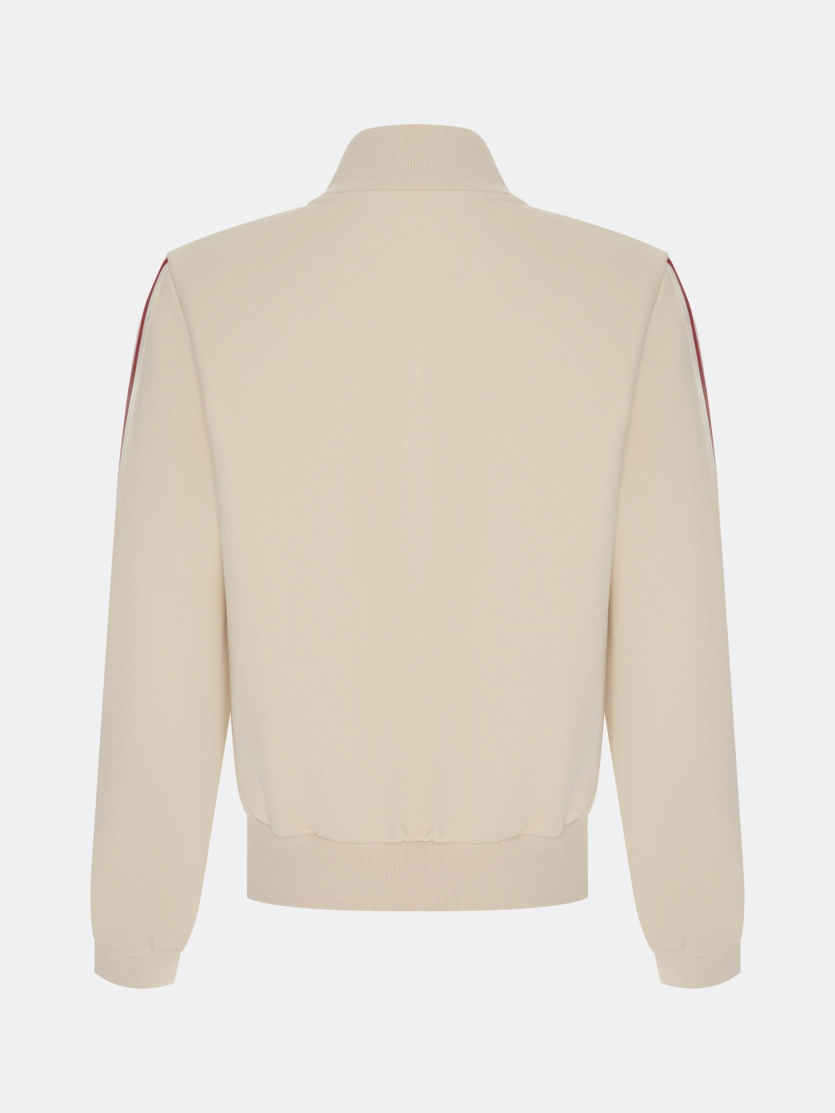 Трикотажный бомбер с контрастными лампасами