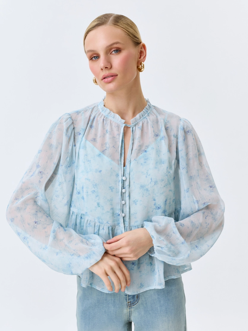 Полупрозрачная блузка с флоральным принтом