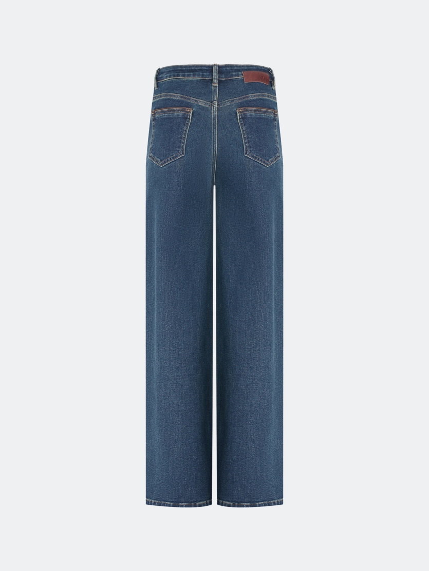 Джинсы Straight fit с кантами из эко кожи