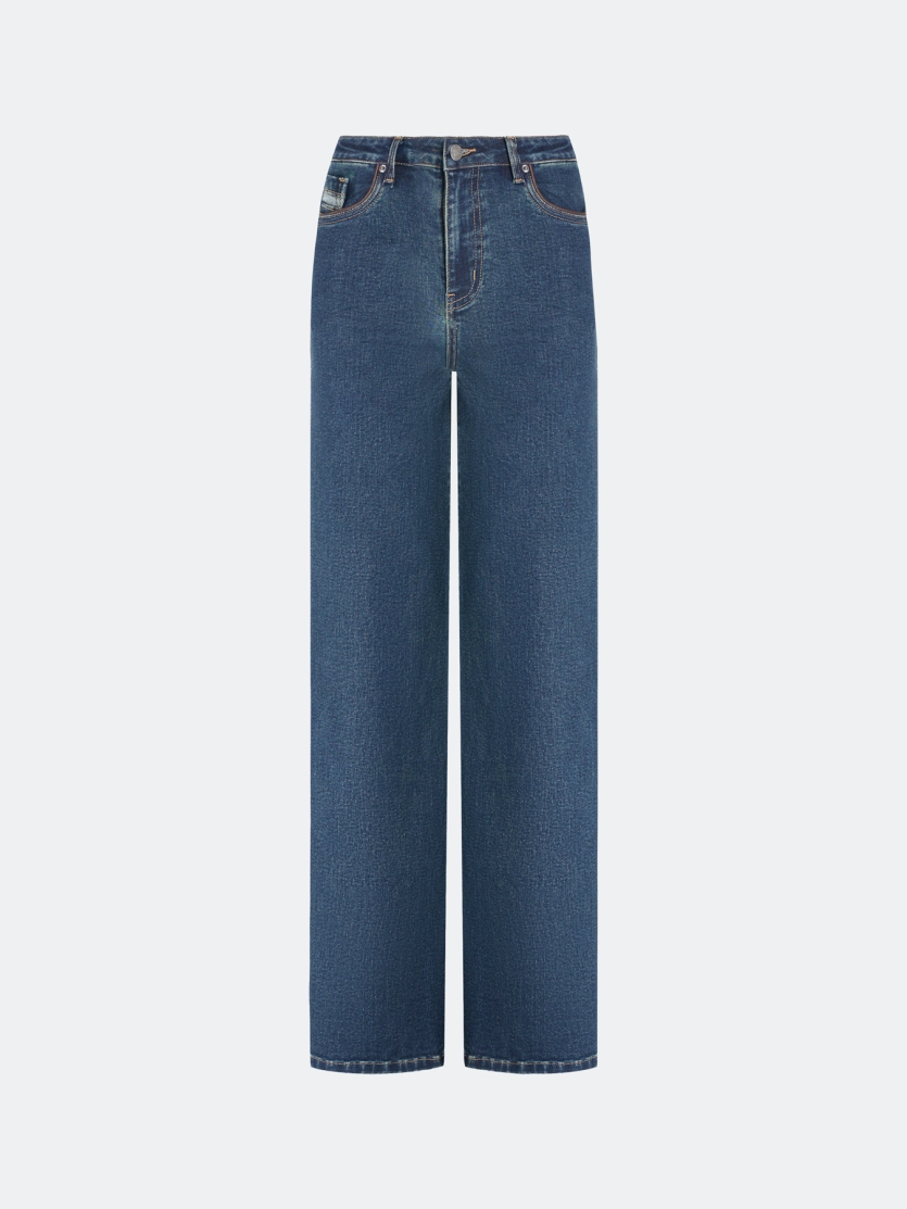 Джинсы Straight fit с кантами из эко кожи