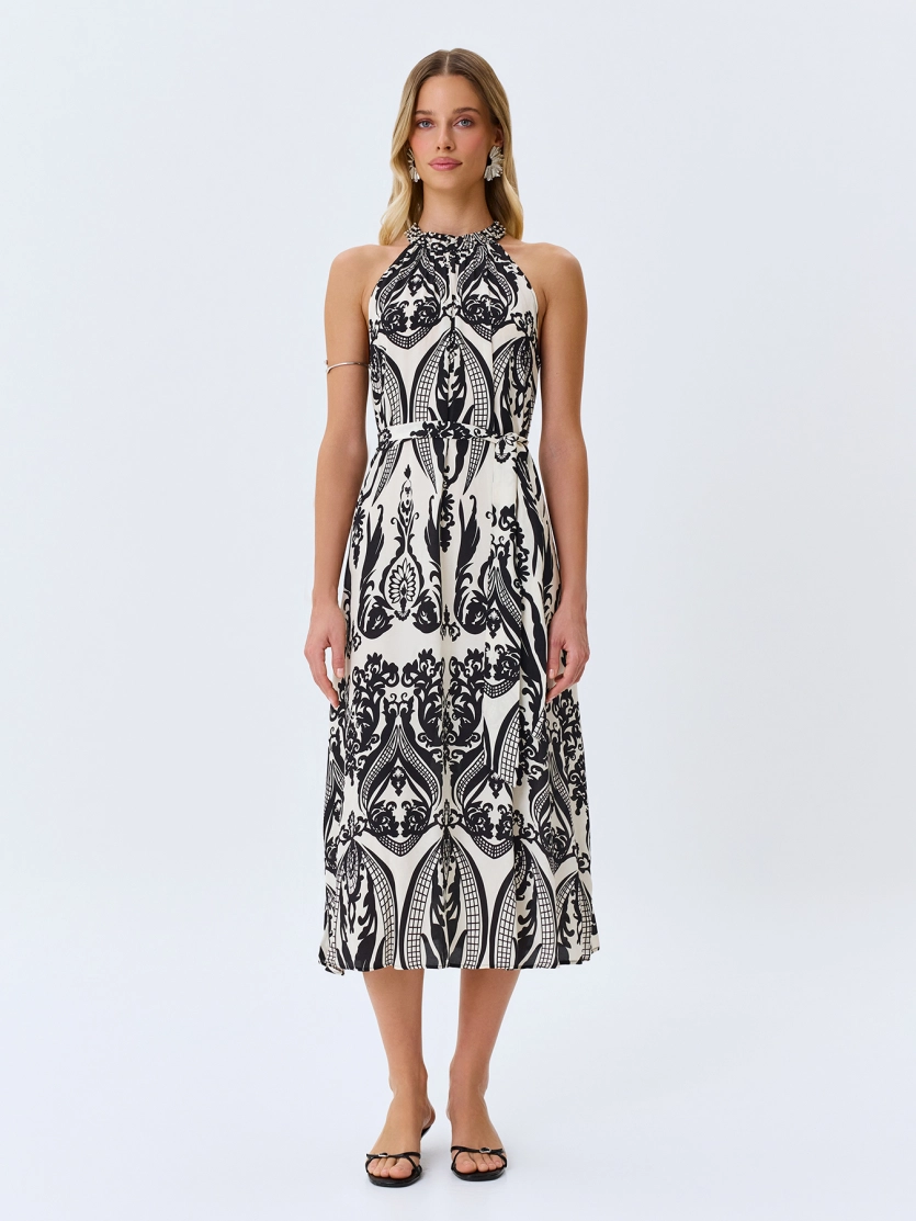 Платье-миди с этническим принтом