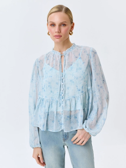 Полупрозрачная блузка с флоральным принтом