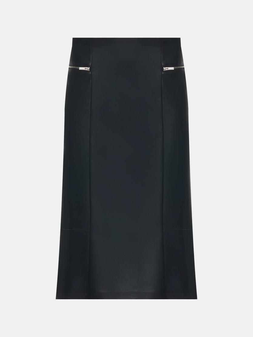 Юбка из экокожи с декоративными молниями