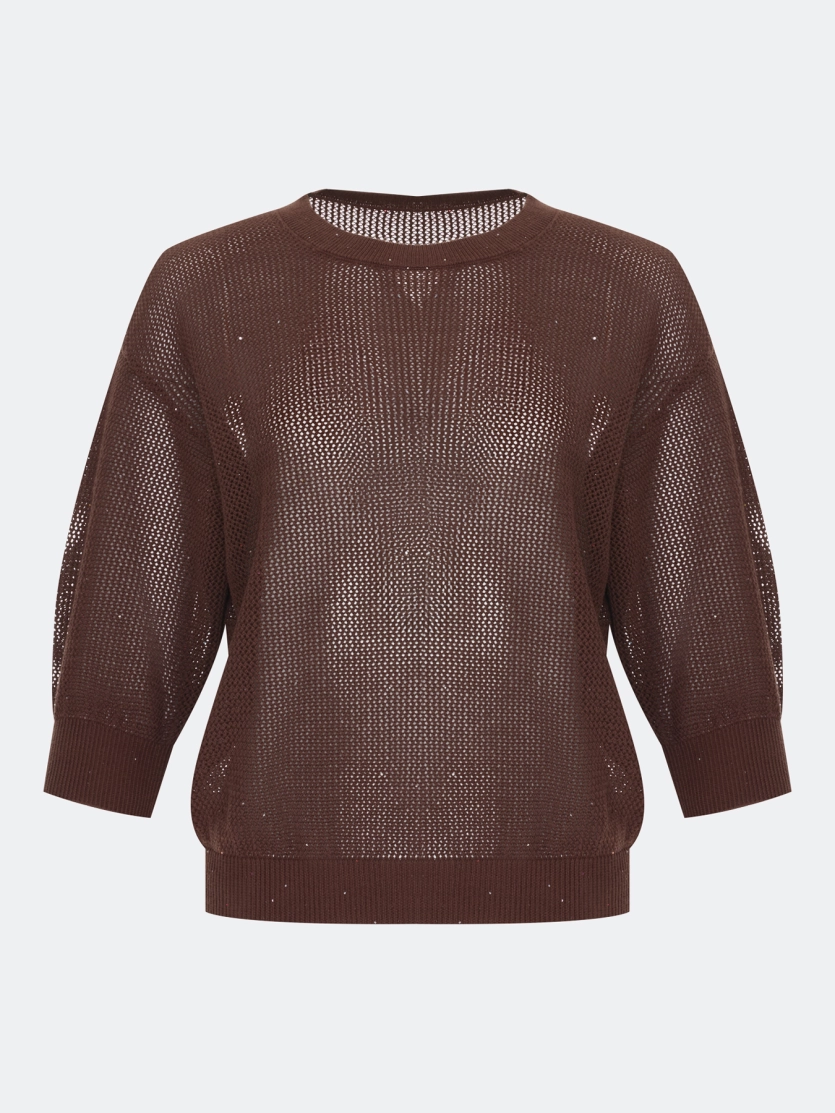 Ажурный джемпер с мерцающими пайетками