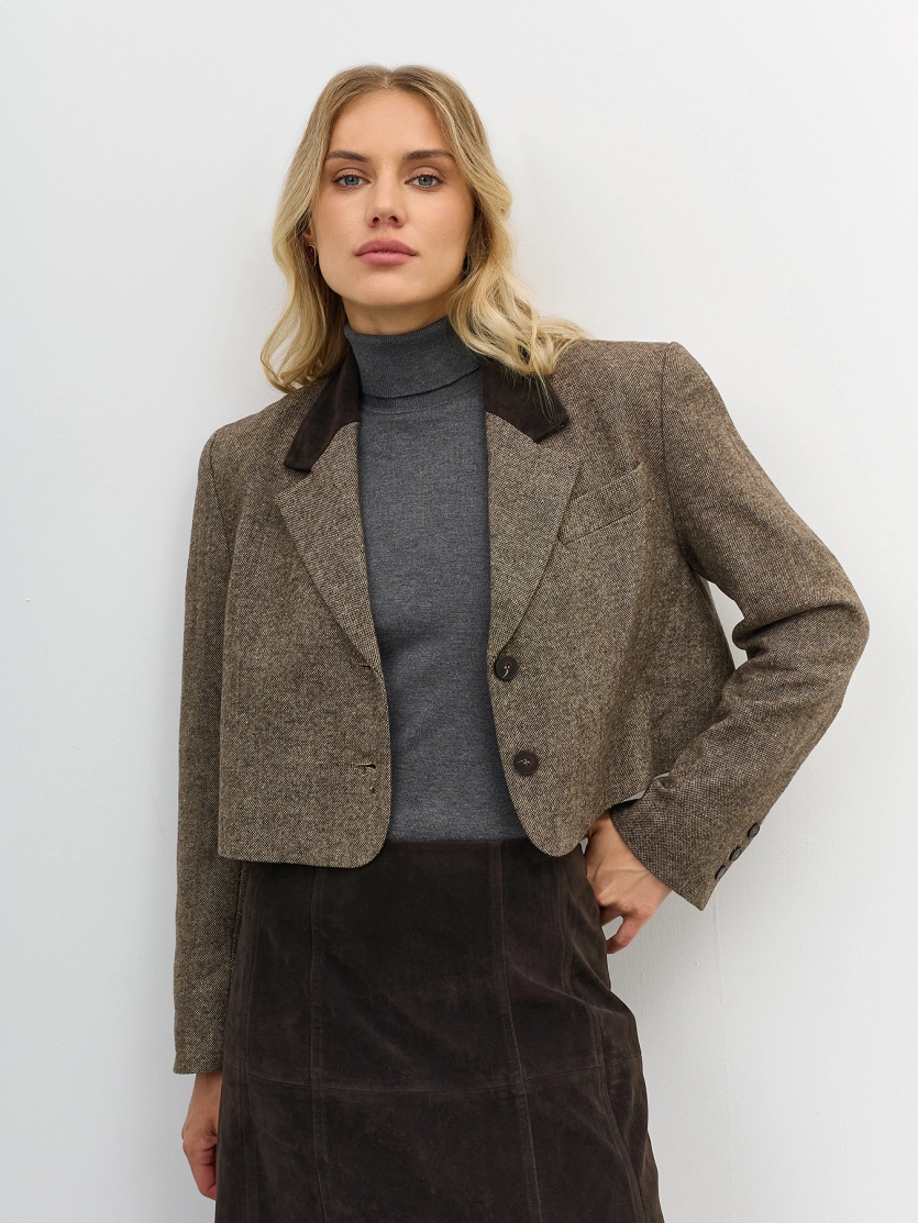 Укороченный жакет из твида