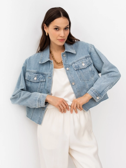 Укороченная oversize джинсовая куртка