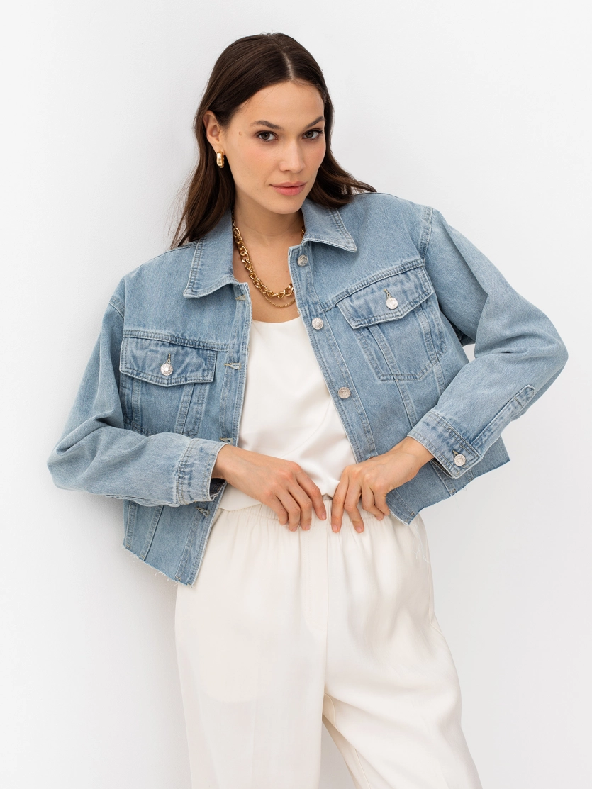 Укороченная oversize джинсовая куртка