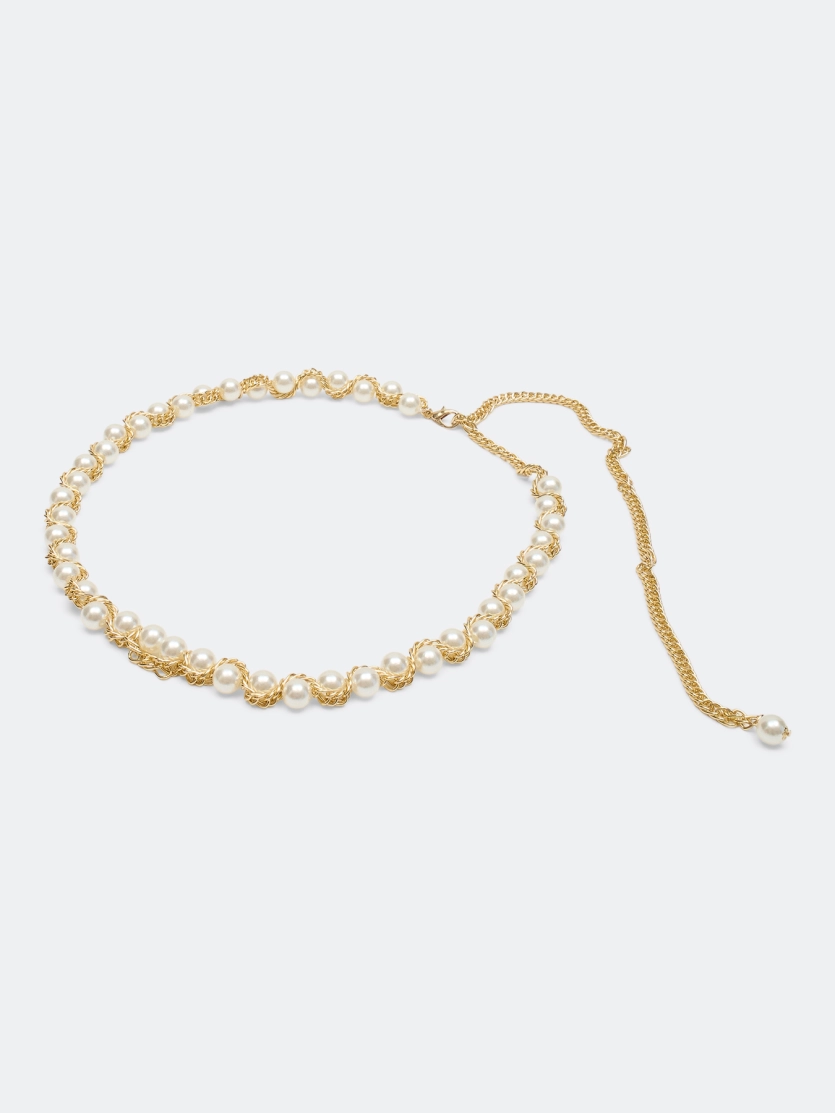 Ремень-цепочка с яркими жемчужинами