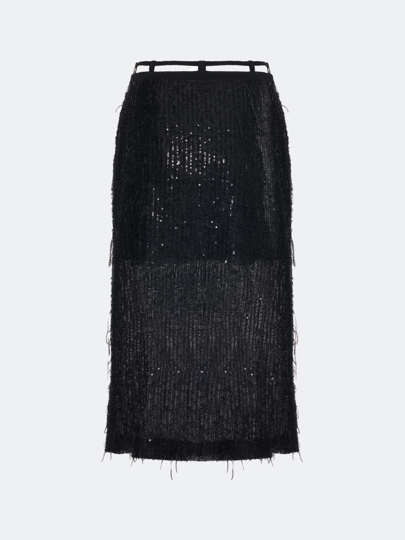 Юбка с пайетками и бахромой