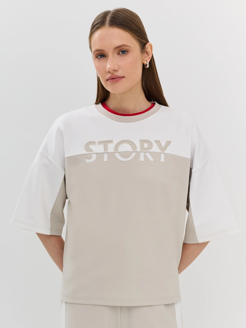 Oversize джемпер с шрифтовой аппликацией