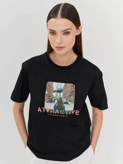 Футболка Oversize с флок принтом