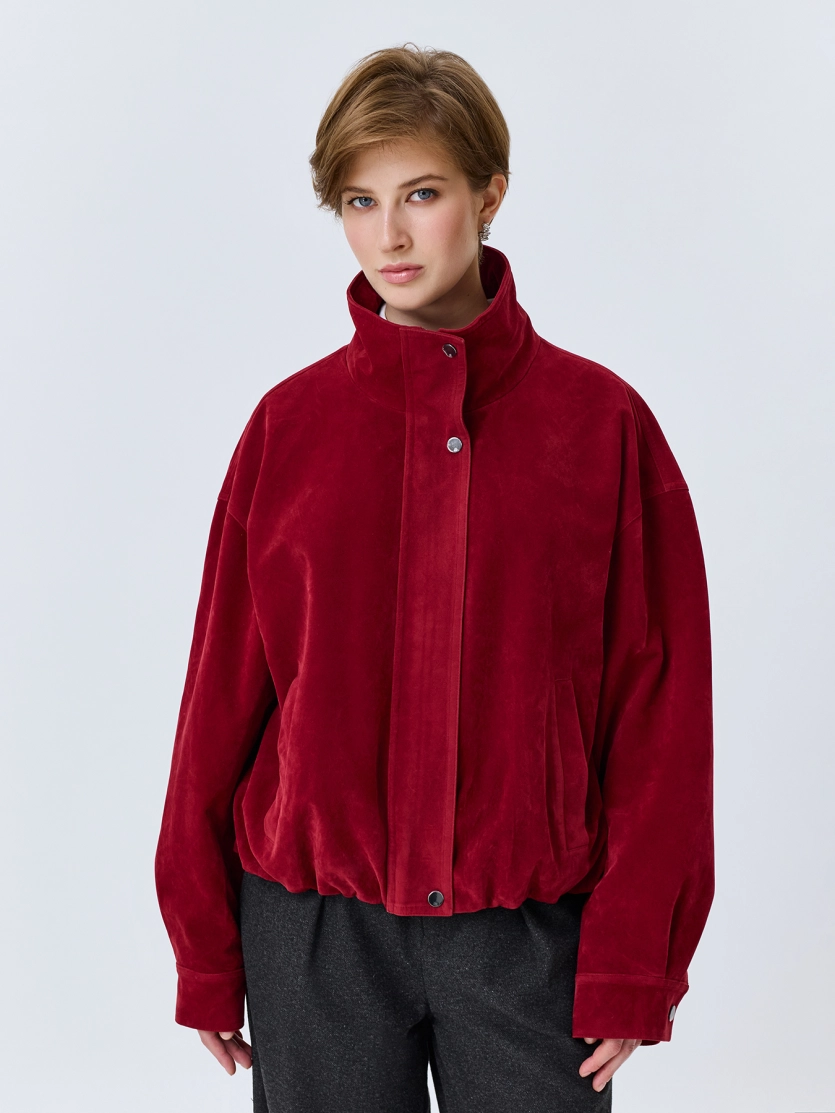 Oversize бомбер из искусственной замши