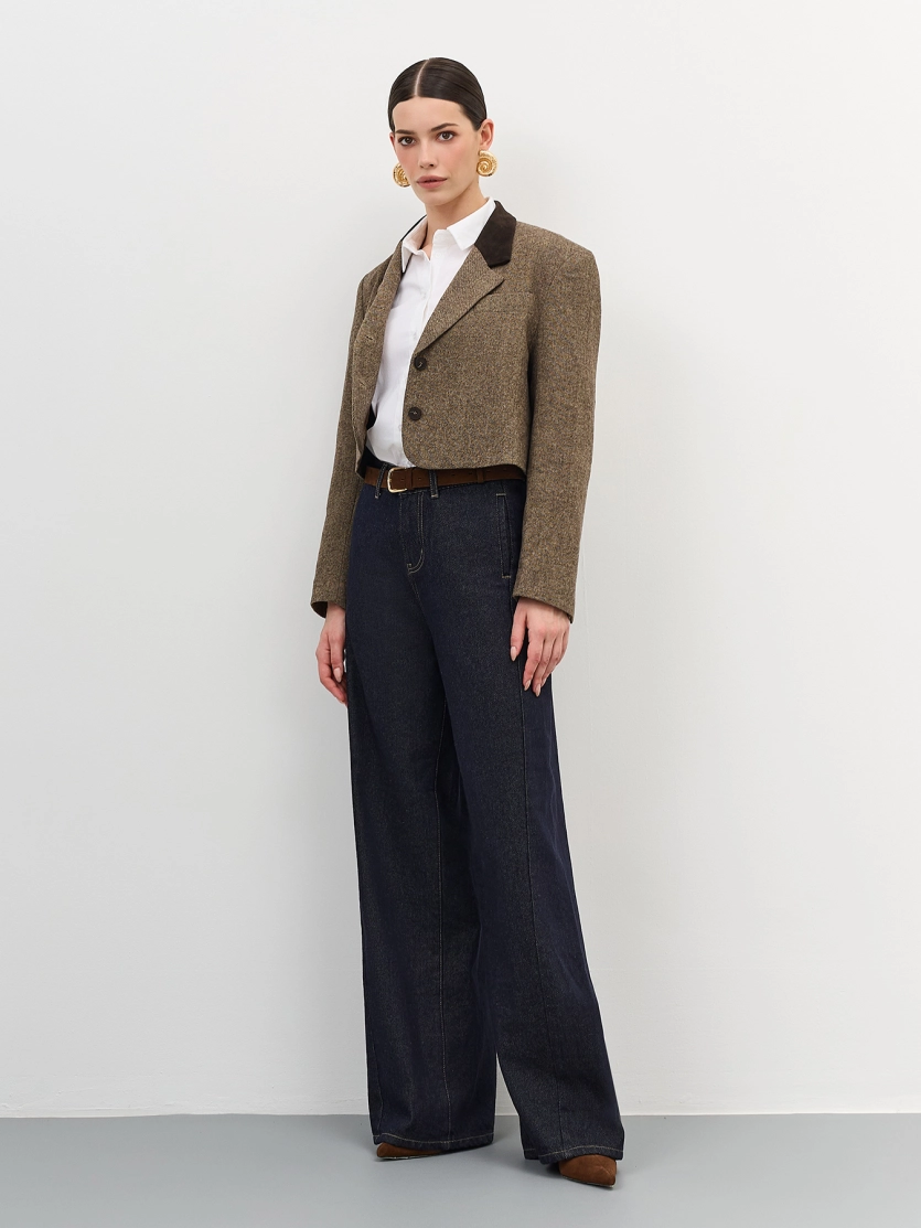 Широкие джинсы с контрастными швами