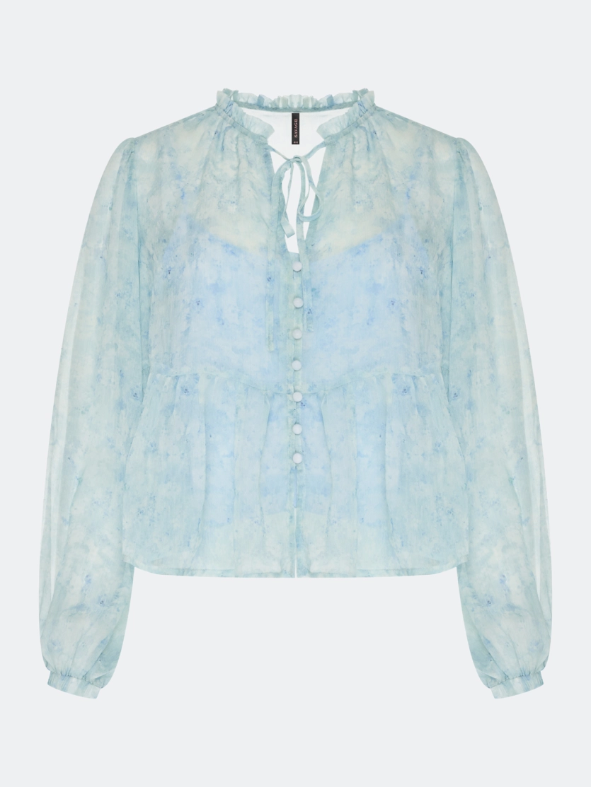 Полупрозрачная блузка с флоральным принтом