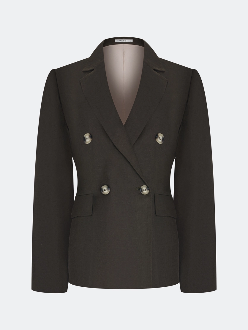 Двубортный льняной жакет 