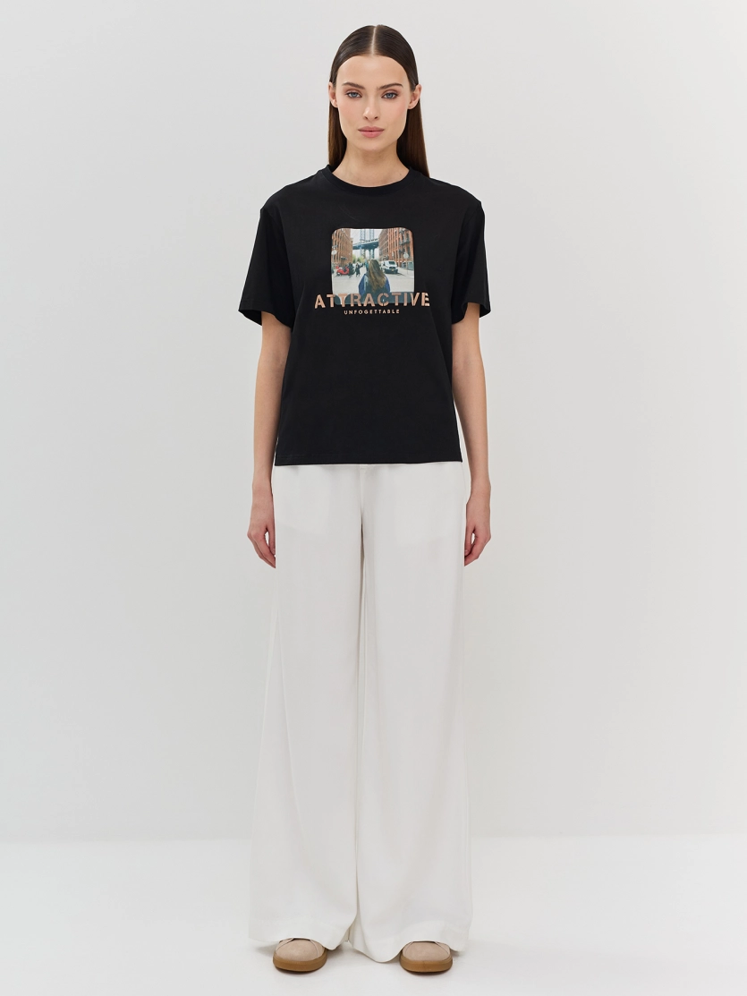 Футболка Oversize с флок принтом