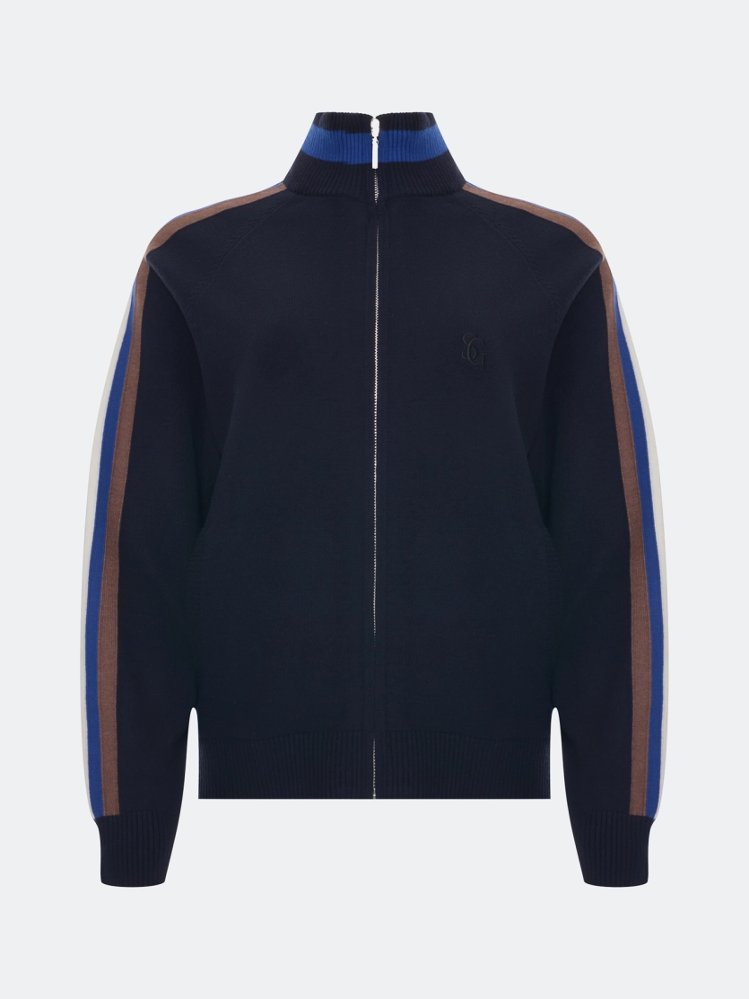 Вязаный бомбер с лампасами