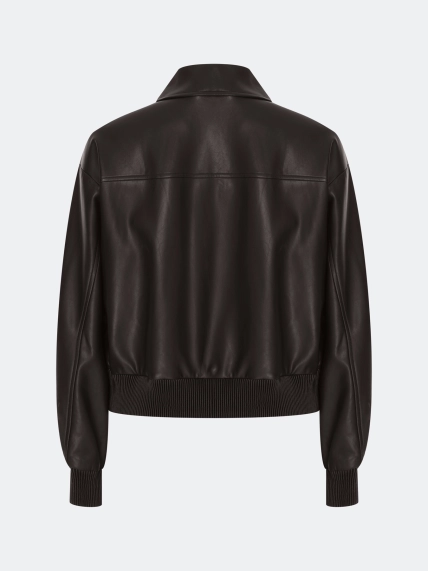 Бомбер из эко кожи с накладными карманами