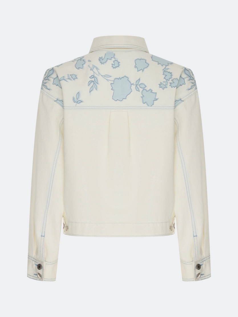 Джинсовый жакет с цветочным принтом