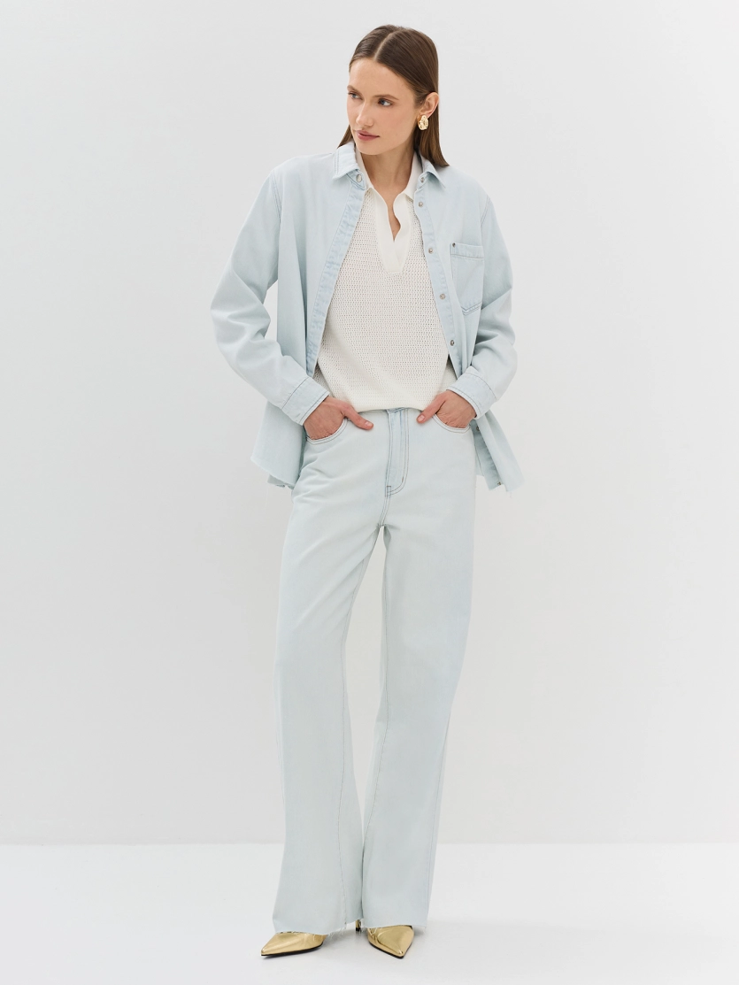 Oversize рубашка из тонкого денима