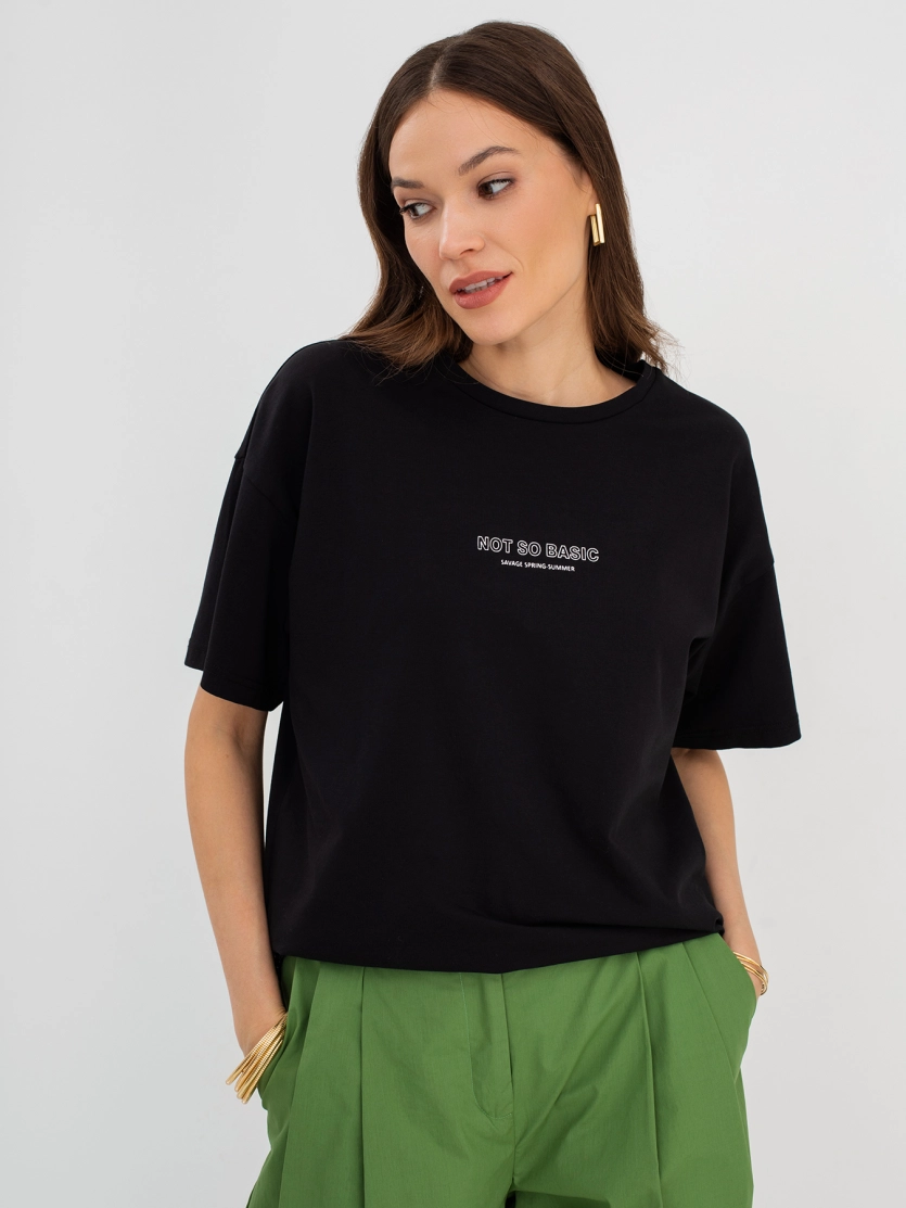 Футболка oversize с  минималистичным текстовым принтом