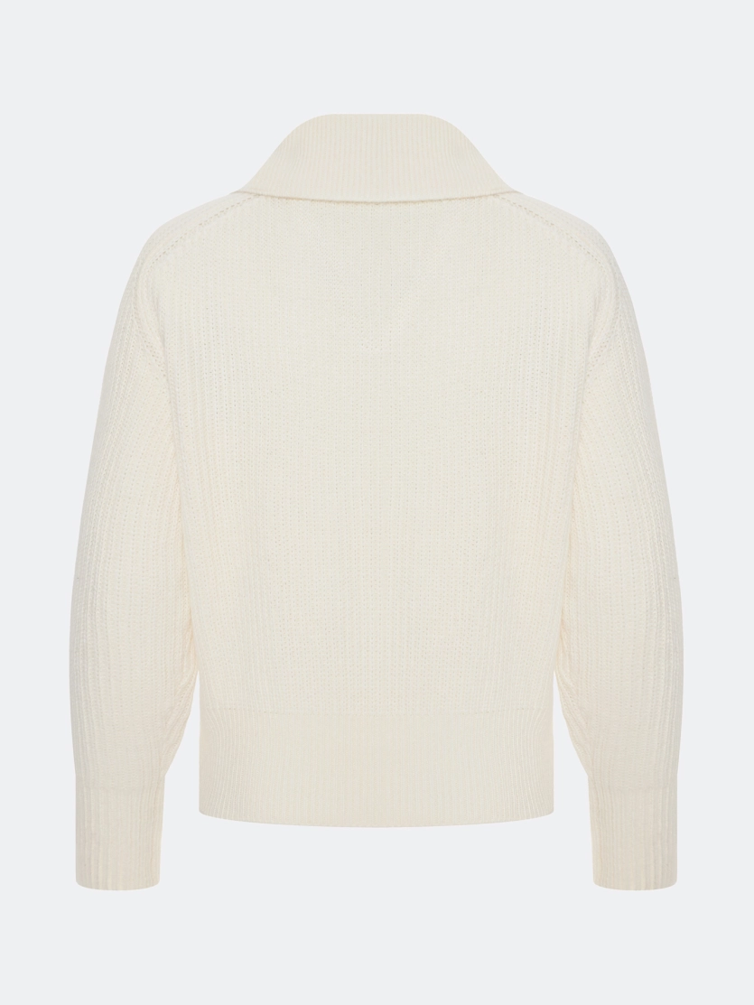 Свитер с отложным воротником на молнии