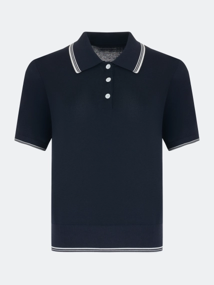 Поло из вискозы с контрастными полосками