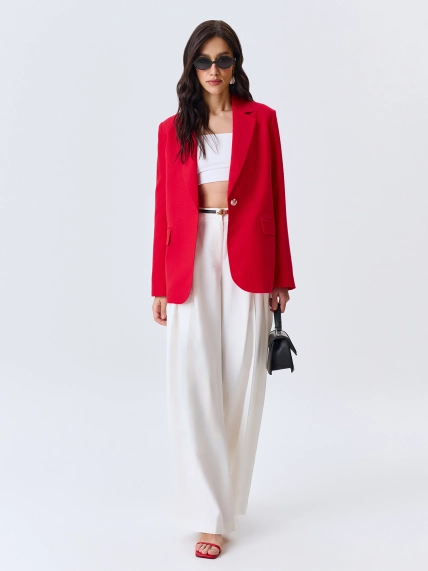 Льняной однобортный жакет 