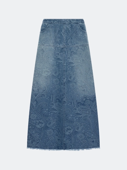 Джинсовая юбка с принтом "Пейсли"