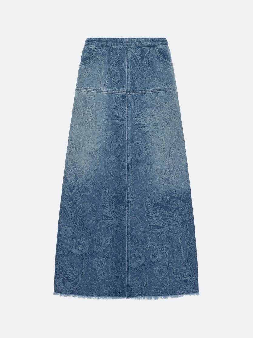 Джинсовая юбка с принтом "Пейсли"