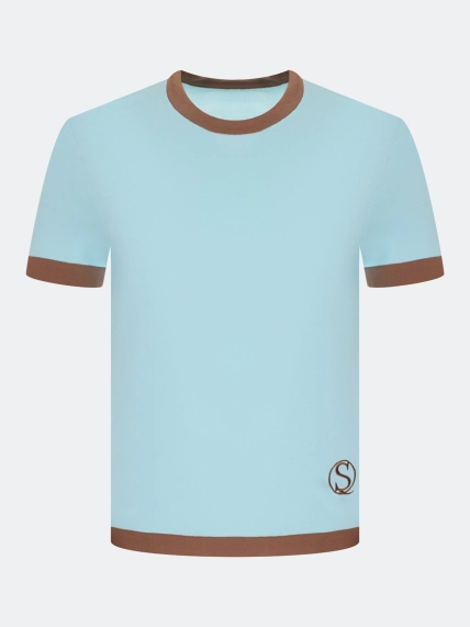 Вязаная футболка с контрастными деталями