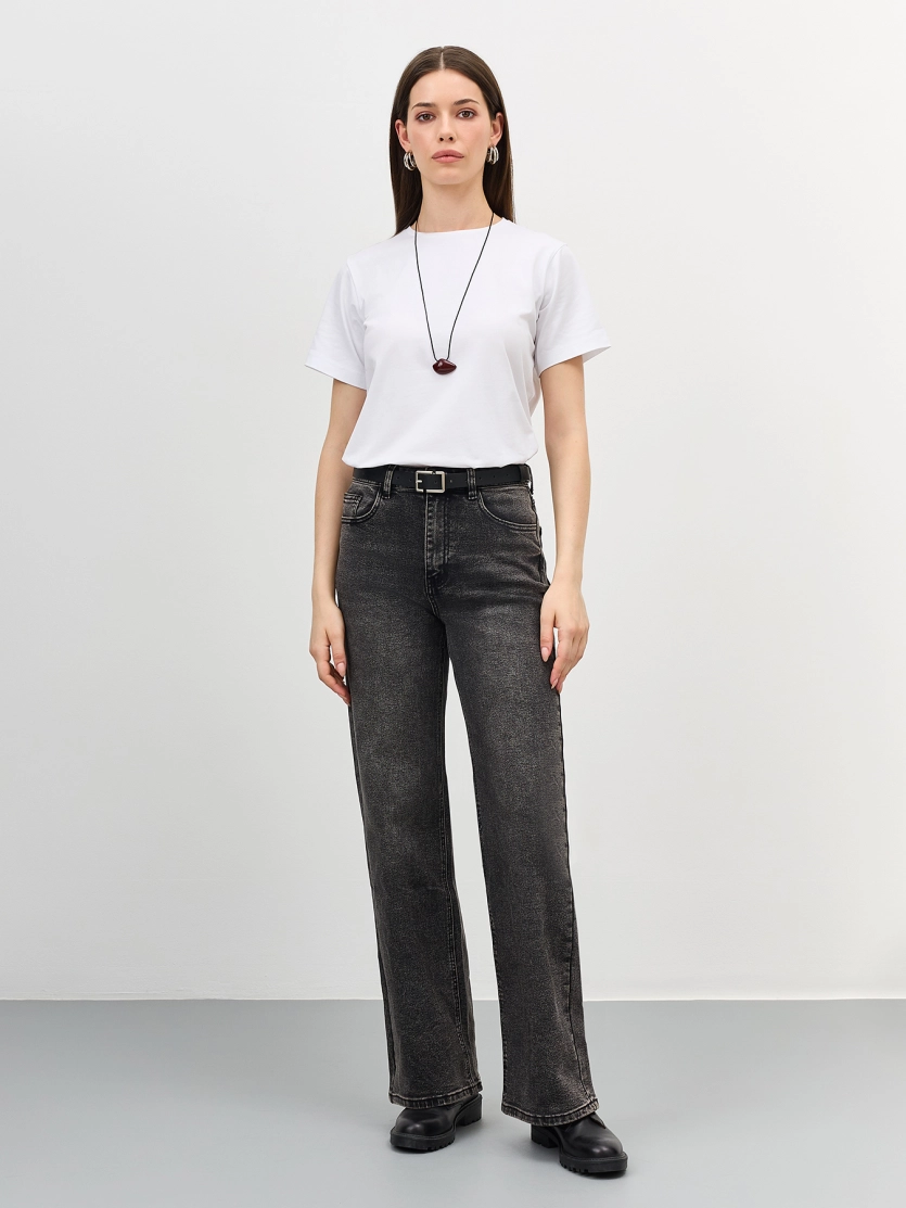 Широкие графитовые джинсы