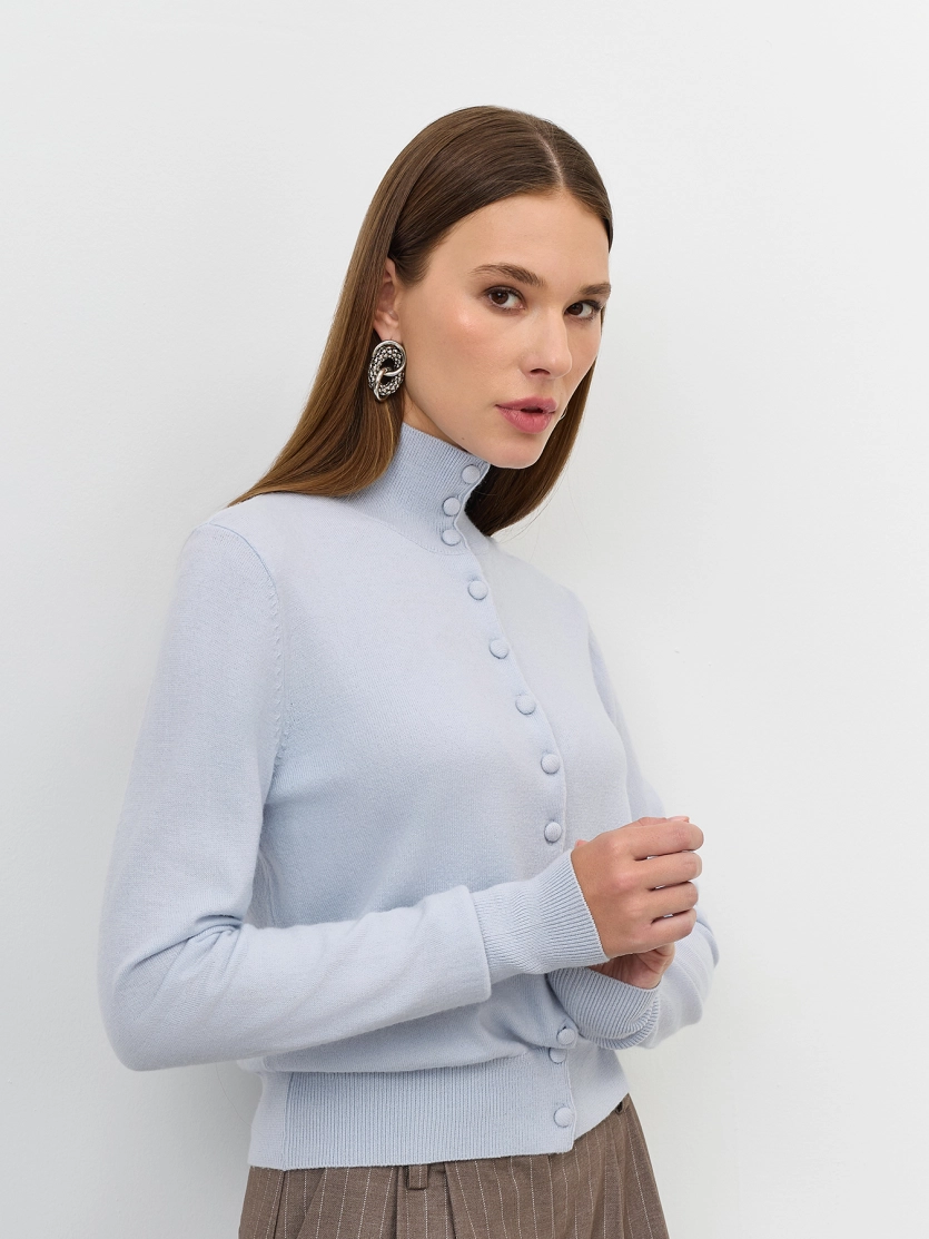 Кардиган с высоким воротником