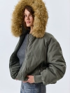 Oversize бомбер с меховым капюшоном
