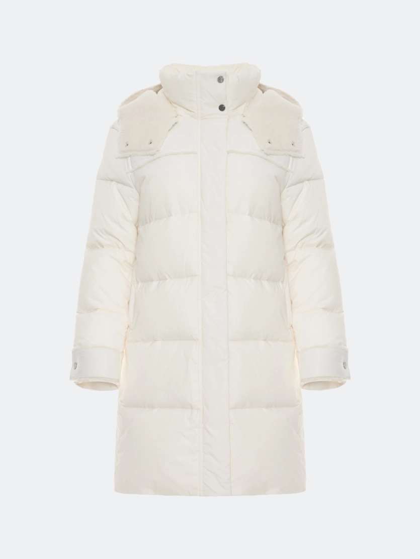 Пальто с капюшоном из искусственной овчины