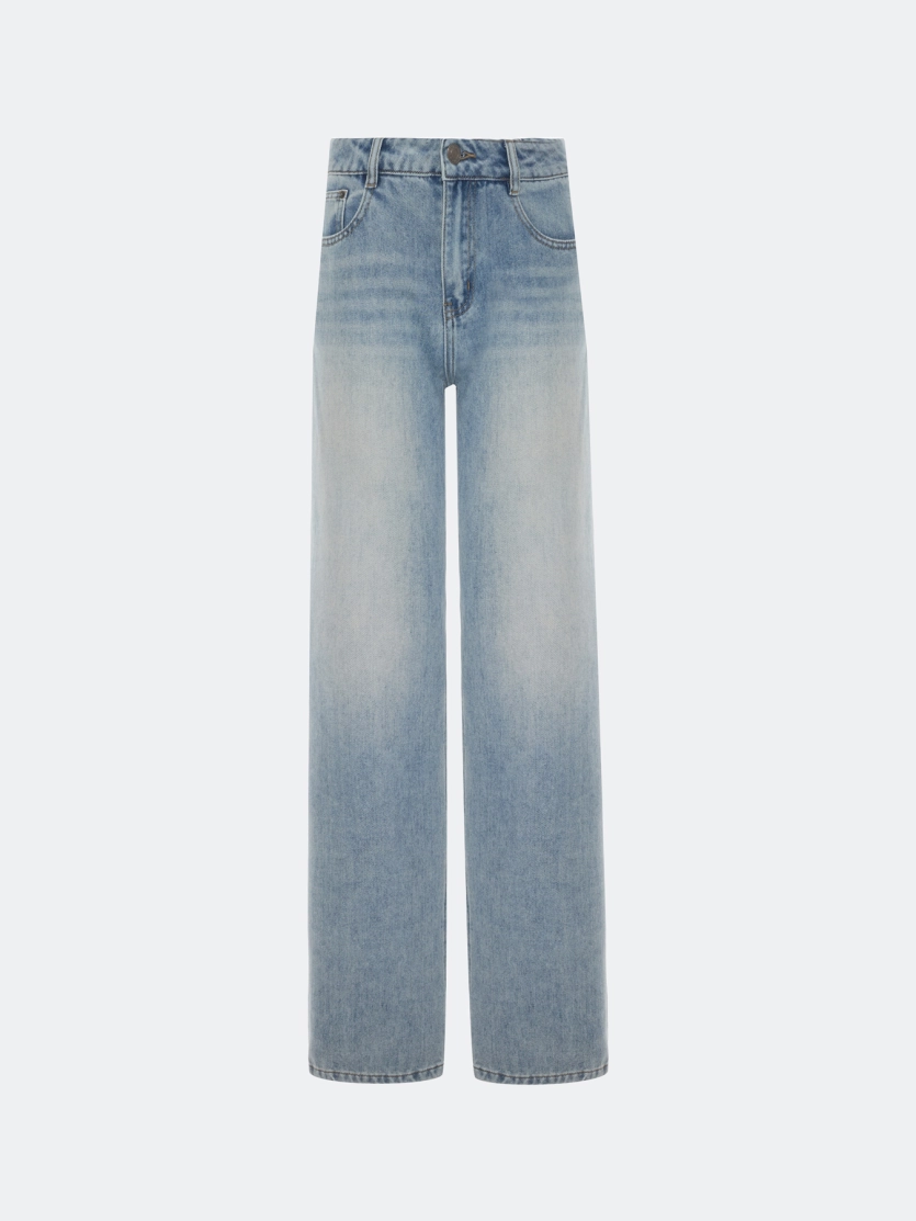 Широкие джинсы с акцентной варкой