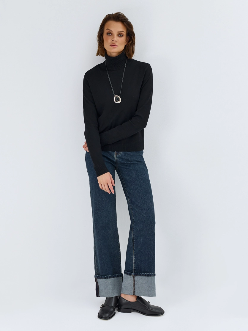 Джинсы Straight fit с широкими отворотами