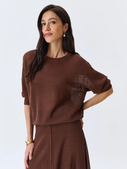 Ажурный джемпер с мерцающими пайетками