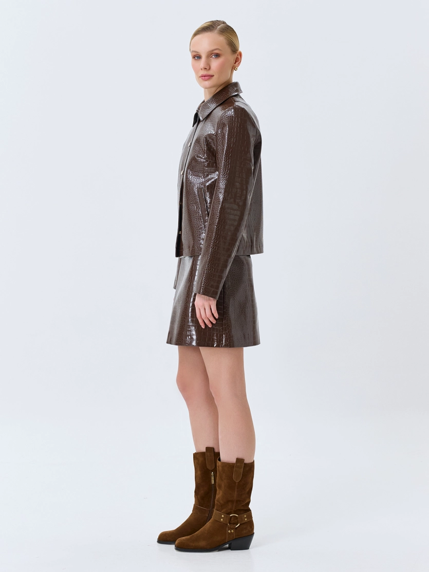 Мини-юбка из фактурной эко кожи