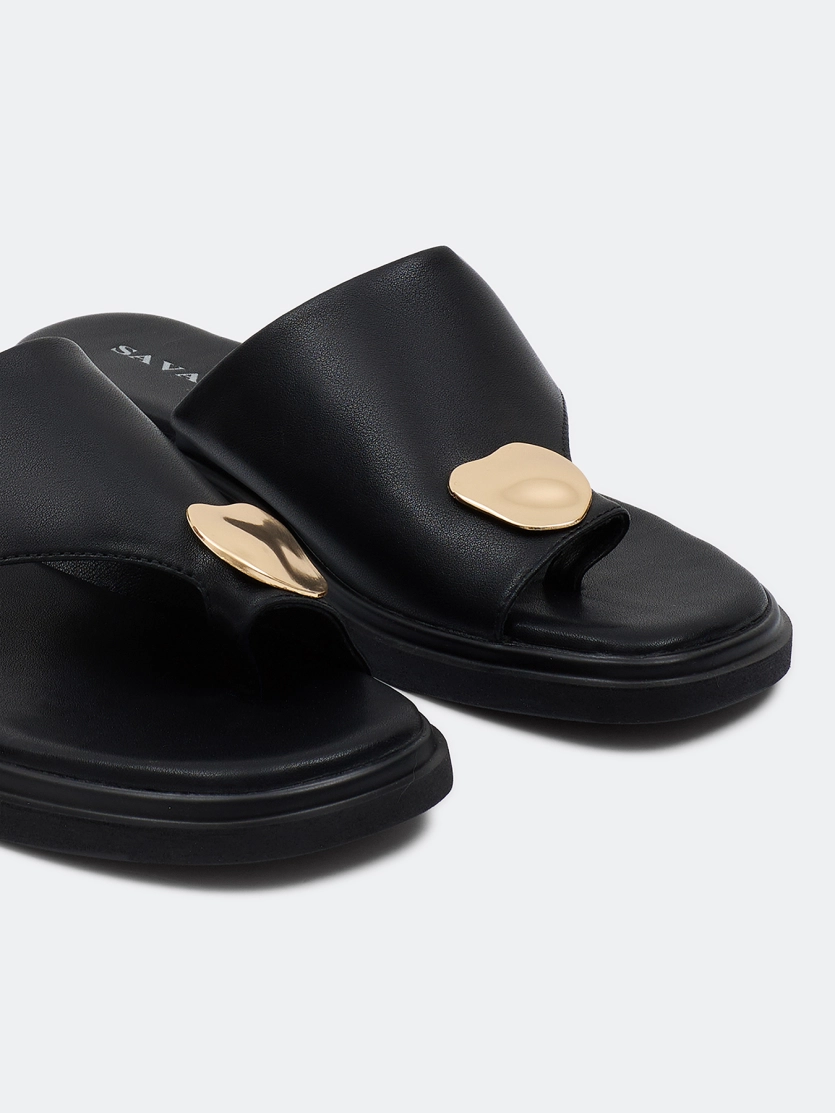 Кожаные сабо на высокой подошве