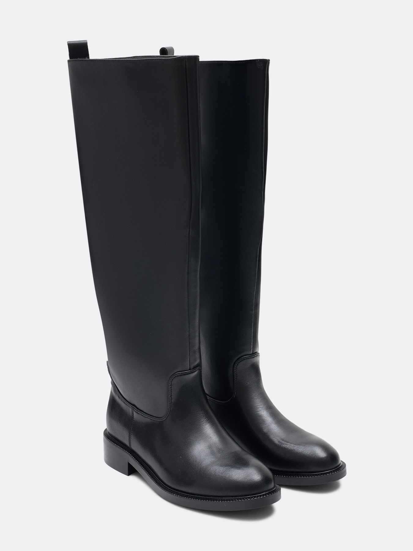 Сапоги высокие кожаные на каблуке демисезонные SAVAGE