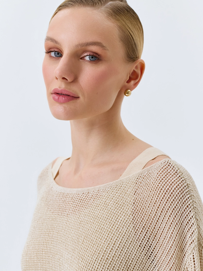 Ажурный комбинированный джемпер