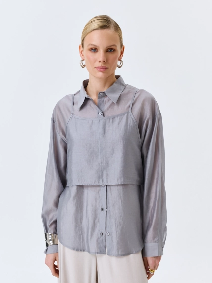 Комбинированная блузка из тенселя