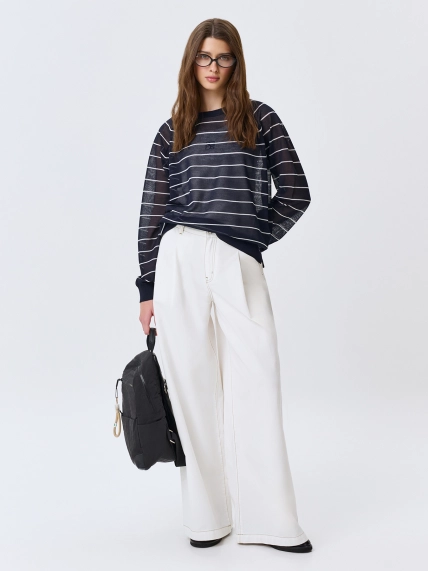 Полупрозрачный джемпер в тонкую полоску