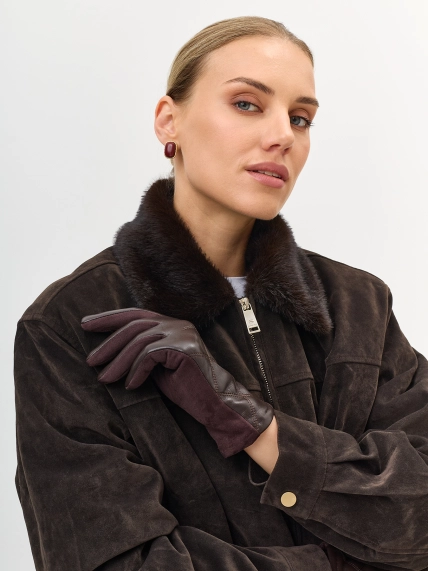 Комбинированные перчатки с ромбовидной стежкой