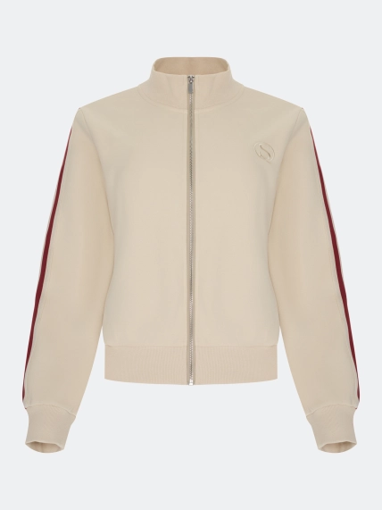 Трикотажный бомбер с контрастными лампасами