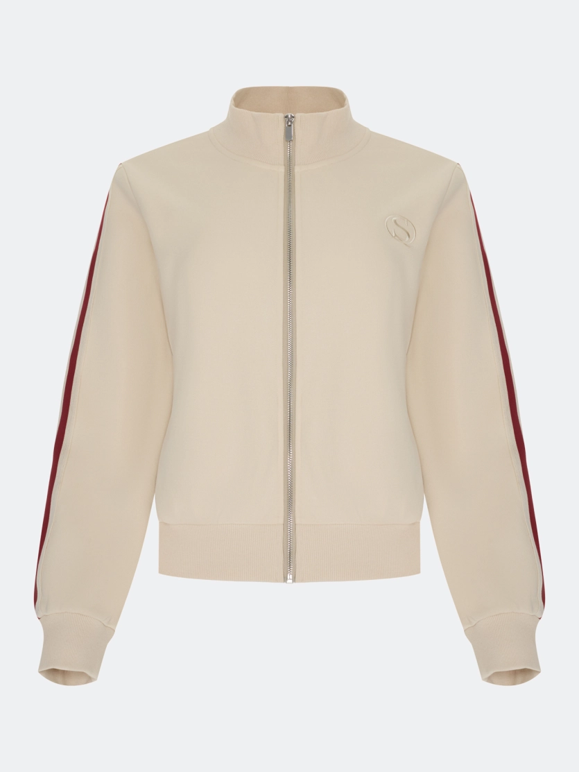 Трикотажный бомбер с контрастными лампасами
