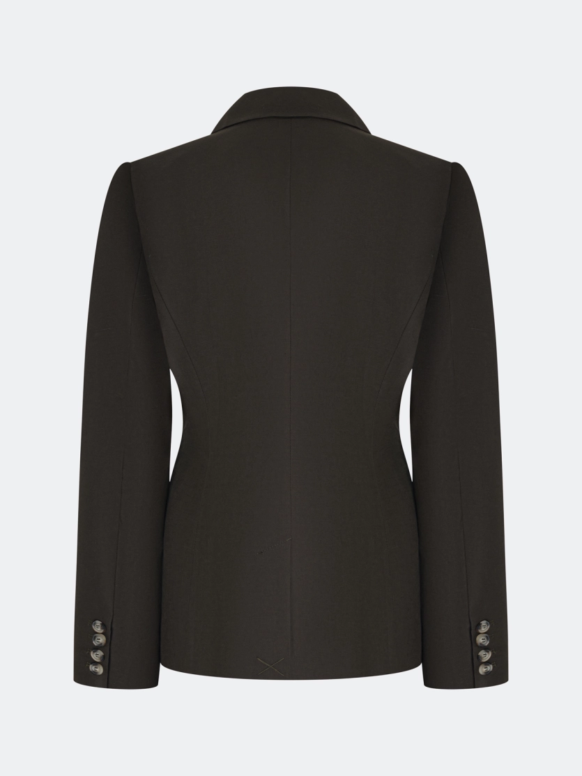 Двубортный льняной жакет 